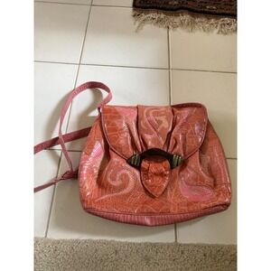 Sharif Leather Patchwork Shoulder Bag Coral Pink Boho 90s Y2K